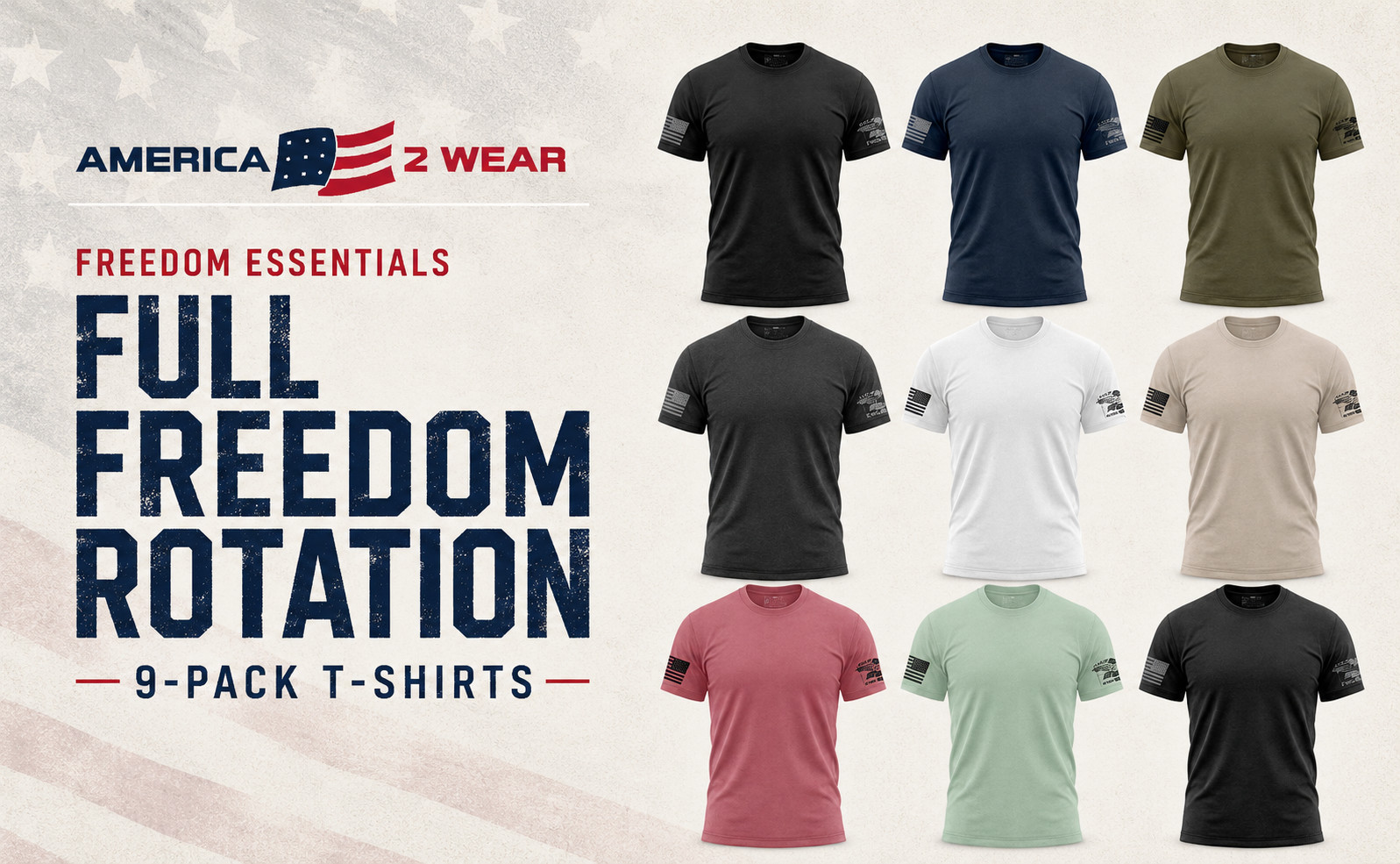 Freedom Essentials Full Freedom Rotation nine-pack patriotic sleeve shirts