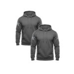 Two charcoal hoodies with white stripe details on sleeves from America 2 Wear.