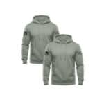 Two sage-colored hoodies with black stripe details on sleeves from America 2 Wear.