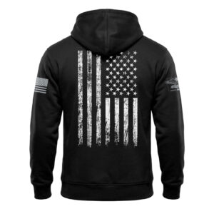 Vertical American Flag Hoodie – Distressed Back Print Patriotic Fleece