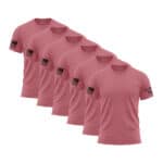 Set of six dusty rose American flag sleeve T-shirts for men.