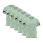 Set of six mint green American flag sleeve T-shirts for men.