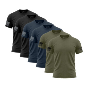 Heritage Dark six-pack with Black Navy and Military Green flag sleeve T-shirts