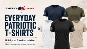 Everyday patriotic T-shirt rotation with American flag sleeve shirts from America 2 Wear