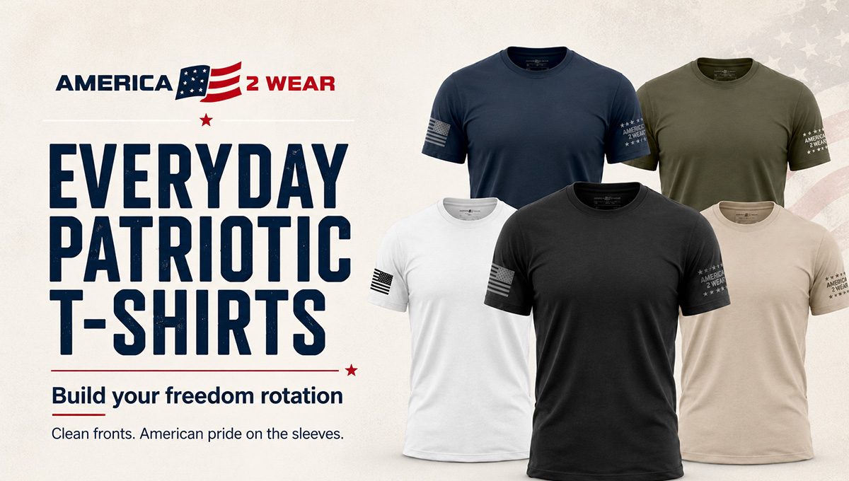 Everyday patriotic T-shirt rotation with American flag sleeve shirts from America 2 Wear
