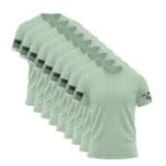 Set of nine mint green American flag sleeve T-shirts for men.