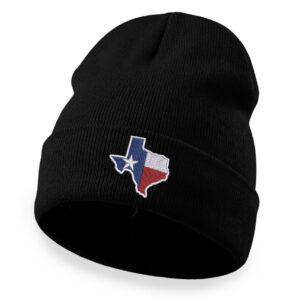 Texas Flag Beanie – Custom Text Embroidered Lone Star Cuffed Hat