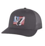 Bald Eagle Trucker Hat with embroidered American flag and eagle design