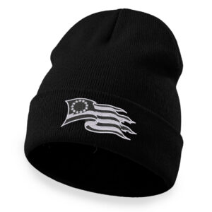 Betsy Ross flag beanie with embroidered waving 13-star American flag