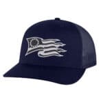Betsy Ross Flag Trucker Hat with embroidered 13 star American flag design