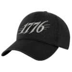 1776 Baseball Hat with silver embroidered 1776 design on black cap