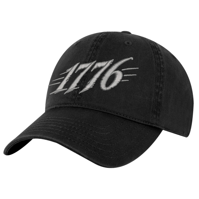 262A-1776_Heritage_SLV_0000_BLK 1776 Baseball Hat with silver embroidered 1776 design on black cap