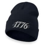 1776 beanie with bold embroidered founding-year design in silver