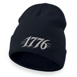 1776 beanie with bold embroidered founding-year design in silver