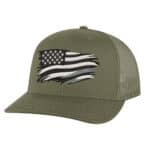 American Flag Trucker Hat with rugged embroidered Stars and Stripes design