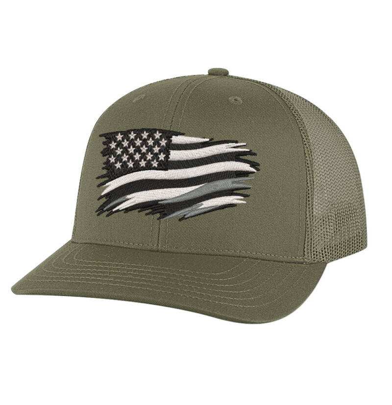 American Flag Trucker Hat with rugged embroidered Stars and Stripes design