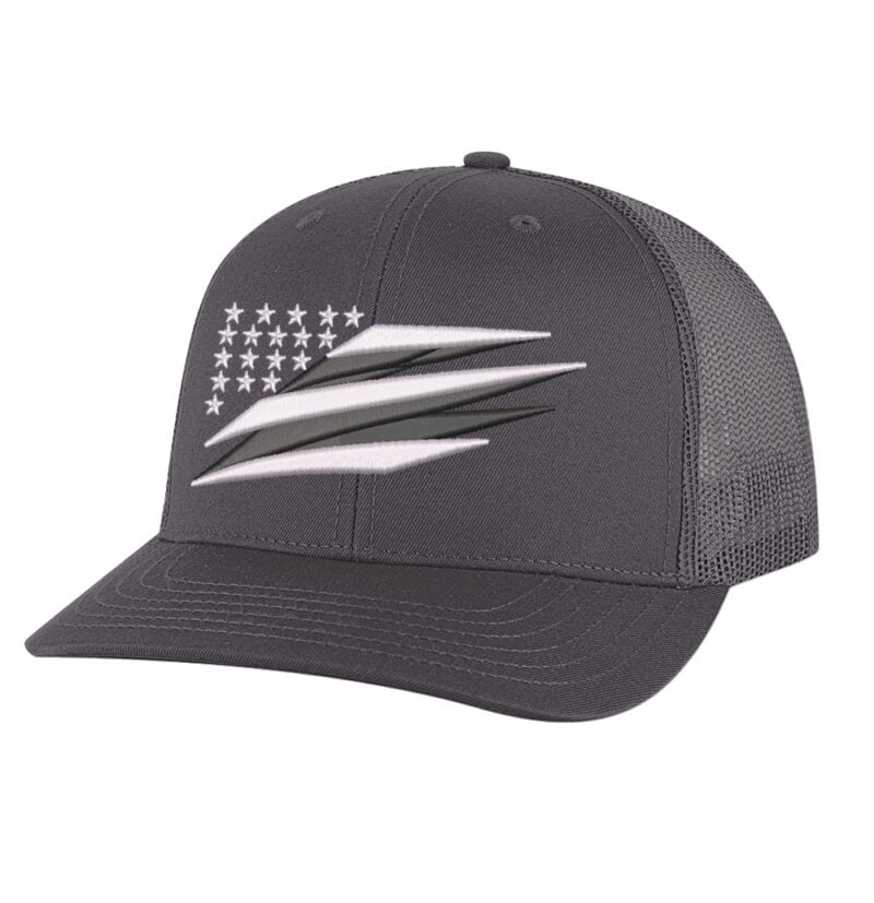 American Flag Mesh Hat with modern embroidered stripe flag design