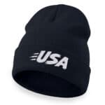 USA star beanie with bold embroidered USA lettering and star detail