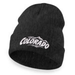 Colorado beanie with embroidered Colorado lettering and mountain peaks