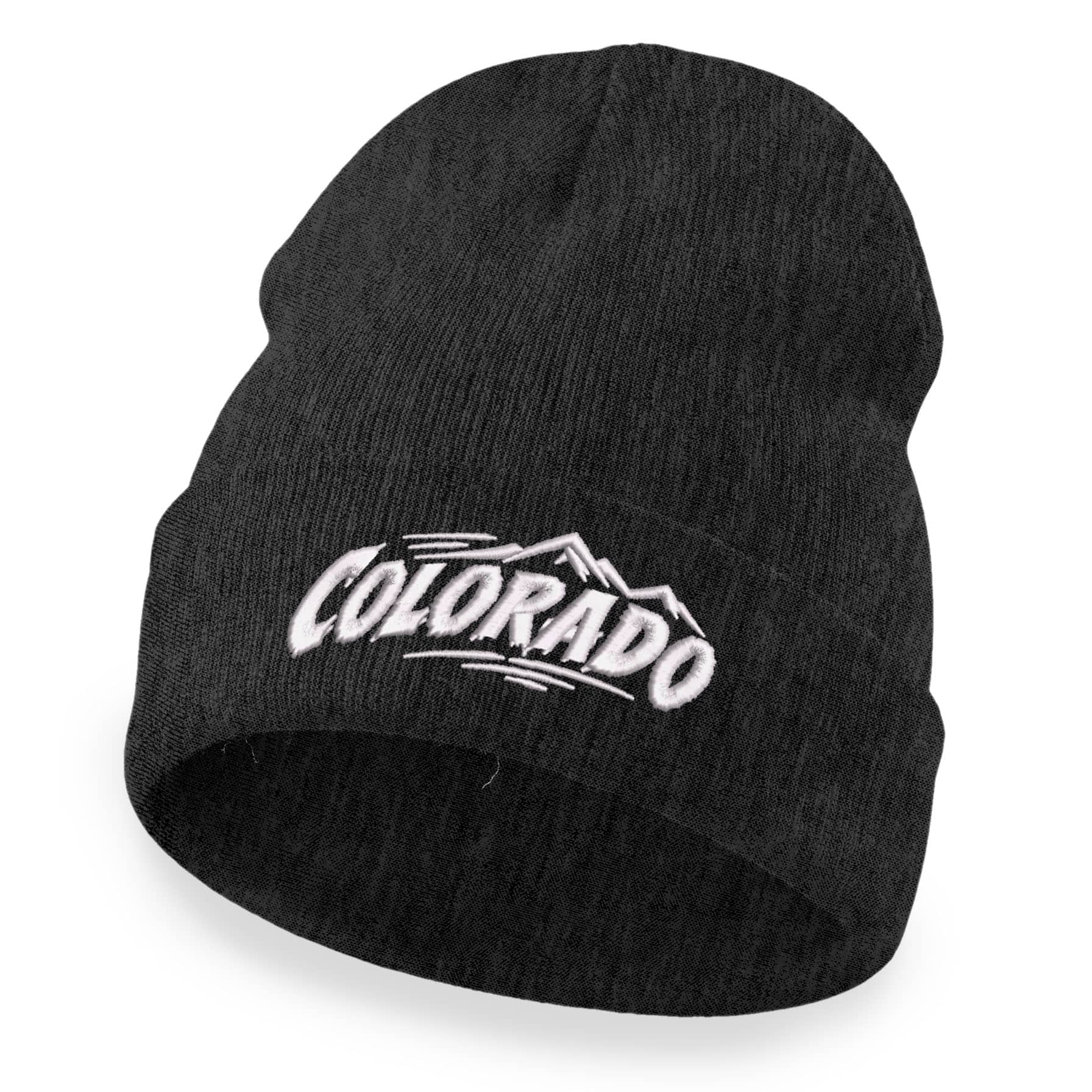 Colorado beanie with embroidered Colorado lettering and mountain peaks
