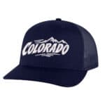 Colorado Trucker Hat with embroidered Colorado lettering and mountain design