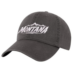Montana Baseball Hat with embroidered Montana lettering and mountain peaks