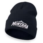 Montana beanie with embroidered Montana lettering and mountain range