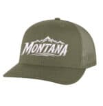 Montana Trucker Hat with embroidered Montana lettering and mountain design