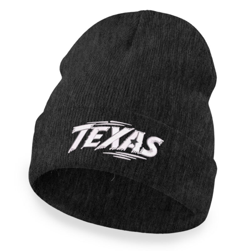 Texas beanie with bold embroidered Texas lettering and Lone Star detail