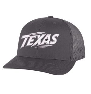 Texas Trucker Hat with embroidered Texas lettering and Lone Star detail