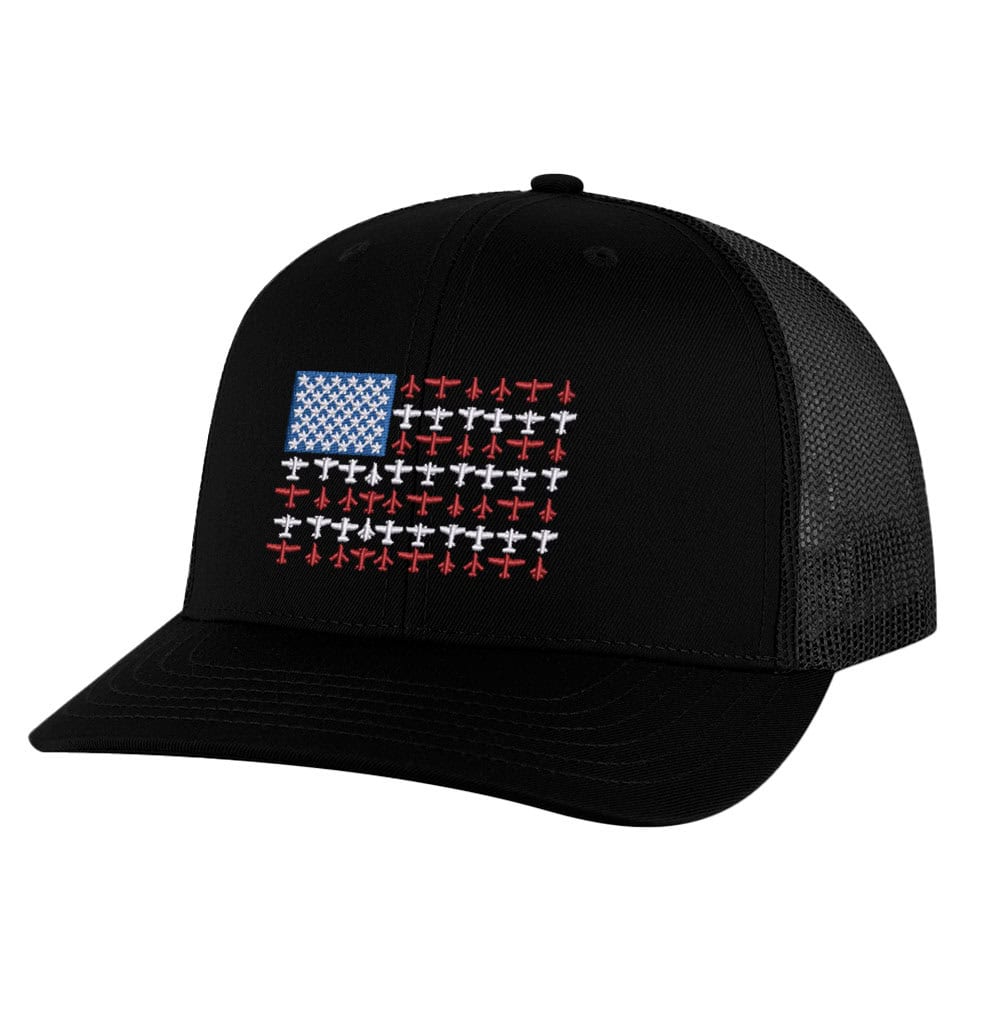 Aviation Trucker Hat - Airplane Flag Embroidered Pilot Mesh Cap - Image 2