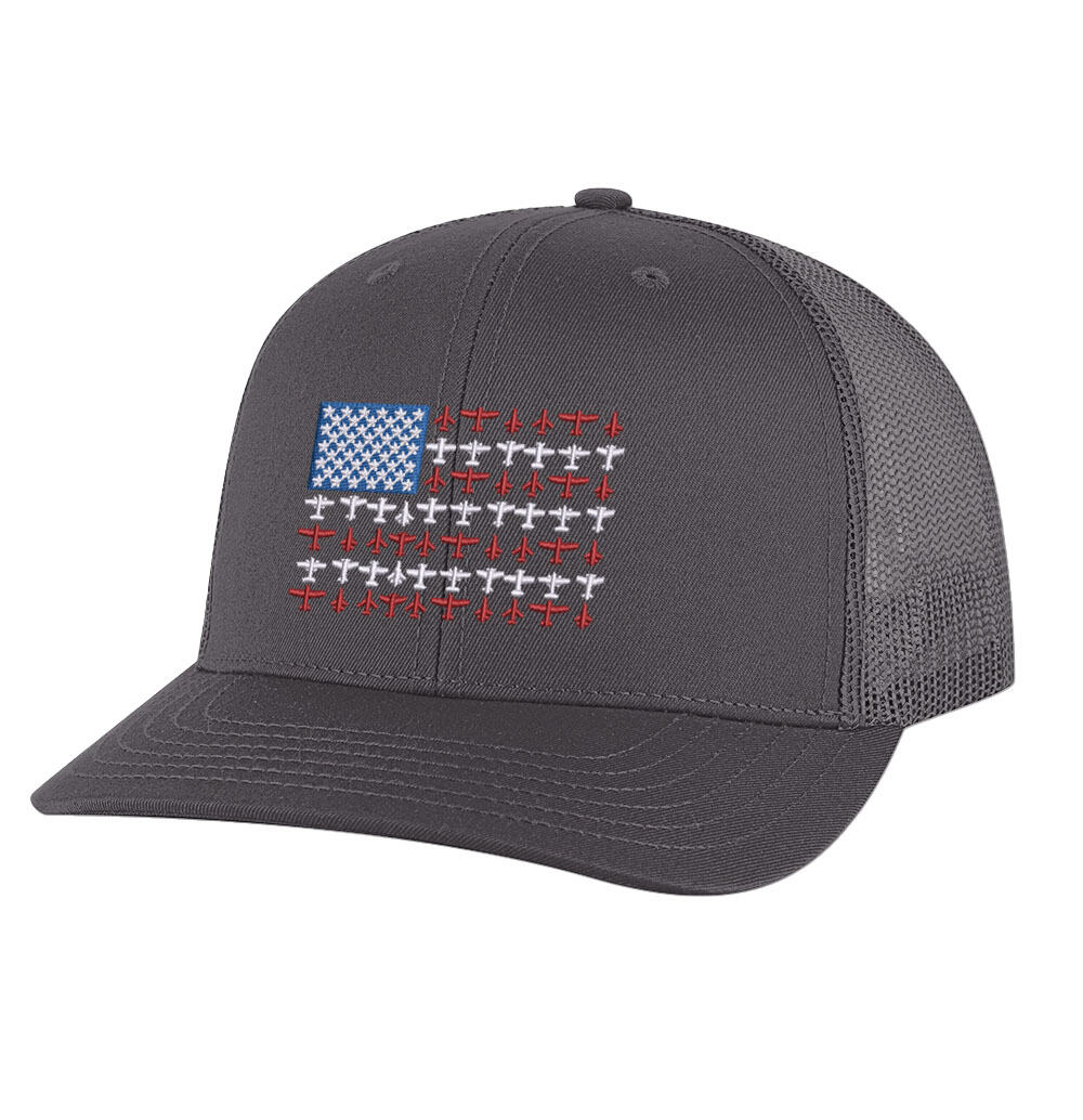Aviation Trucker Hat - Airplane Flag Embroidered Pilot Mesh Cap - Image 3
