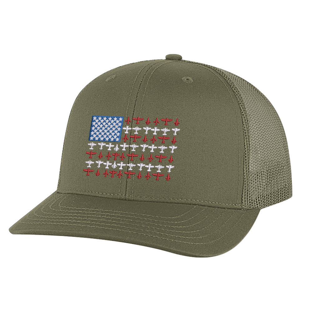 Aviation Trucker Hat - Airplane Flag Embroidered Pilot Mesh Cap - Image 4