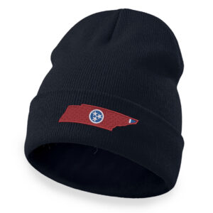 Tennessee Flag Beanie – Embroidered State Outline & Tri-Star Hat