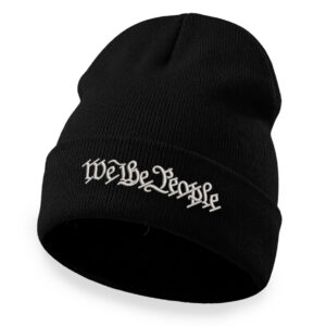 We The People Beanie – Embroidered Constitution Script Cuffed Hat