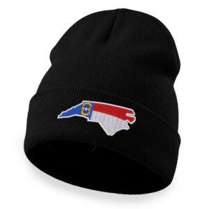 North Carolina Flag Beanie – Embroidered State Outline Cuffed Hat