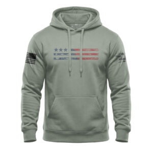 Three-Star Distressed American Flag Hoodie