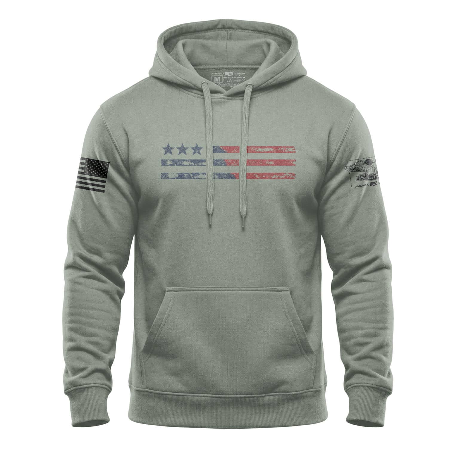 Three-Star Distressed American Flag Hoodie